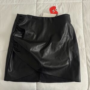 Cider Black Faux Leather Mini Skirt